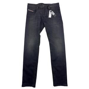 Diesel RM043 Buster Tapered Leg Jeans Dark Black Wash Denim Size 32 x 32
